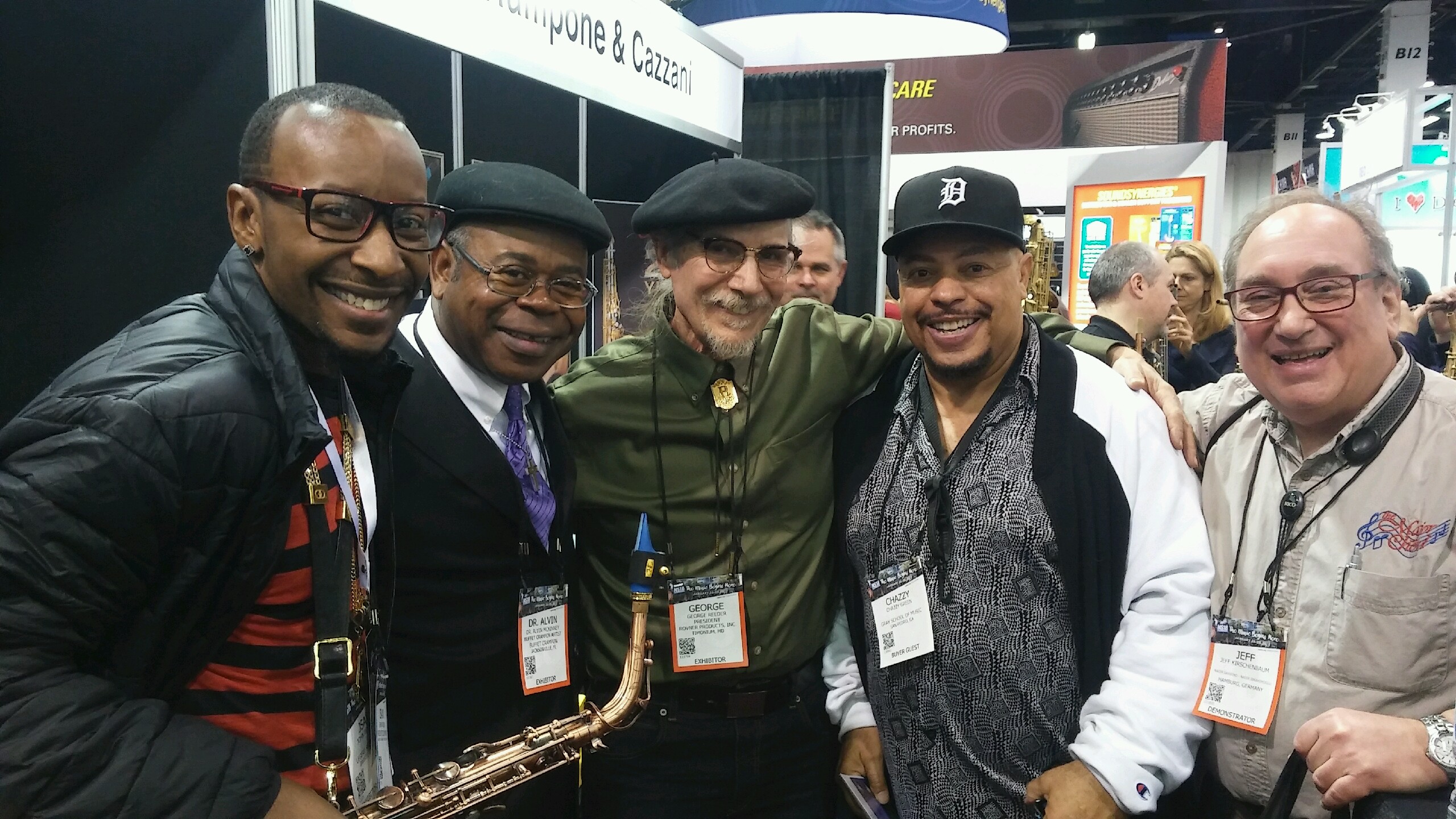 JSax, Myself (New Rovner Ambassador) George Reeder, Chazzy Green & Guest @ Rovner Products Booth_NAMM_Anaheim Convention Center-Thur. 1.25.18